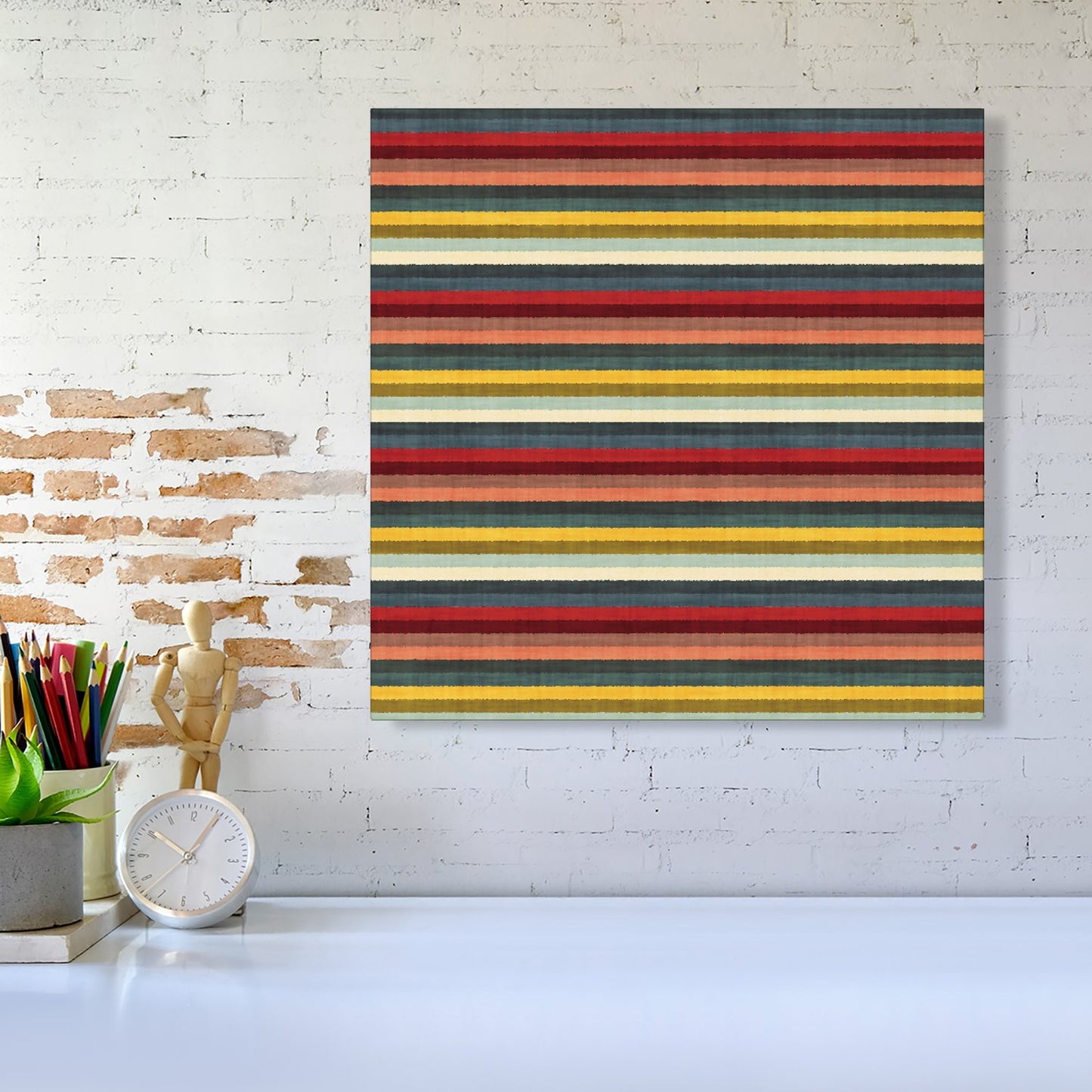 Multicolour Striped Brish Pattern Canvas