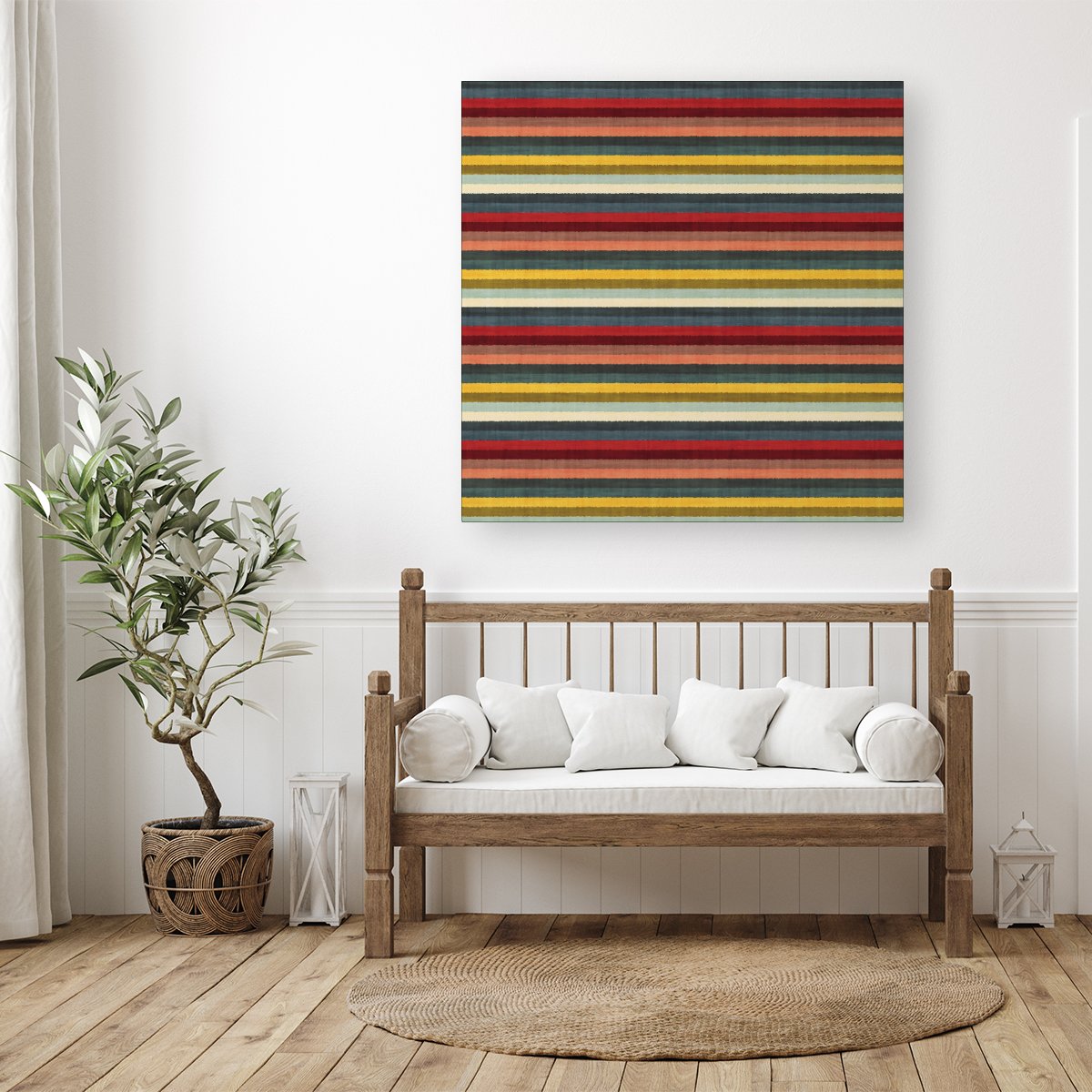 Multicolour Striped Brish Pattern Canvas