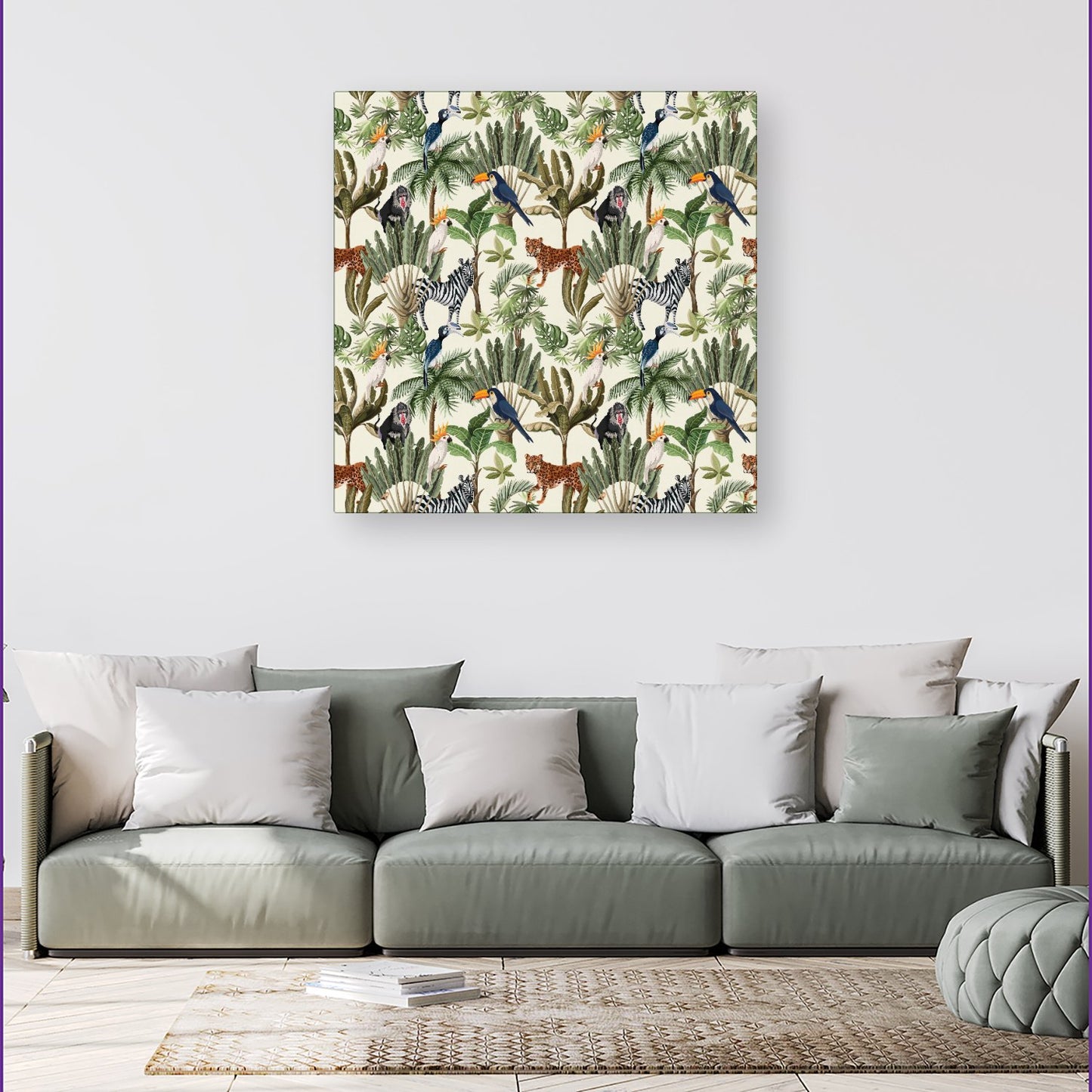Exotic Trees And Animals Canvas