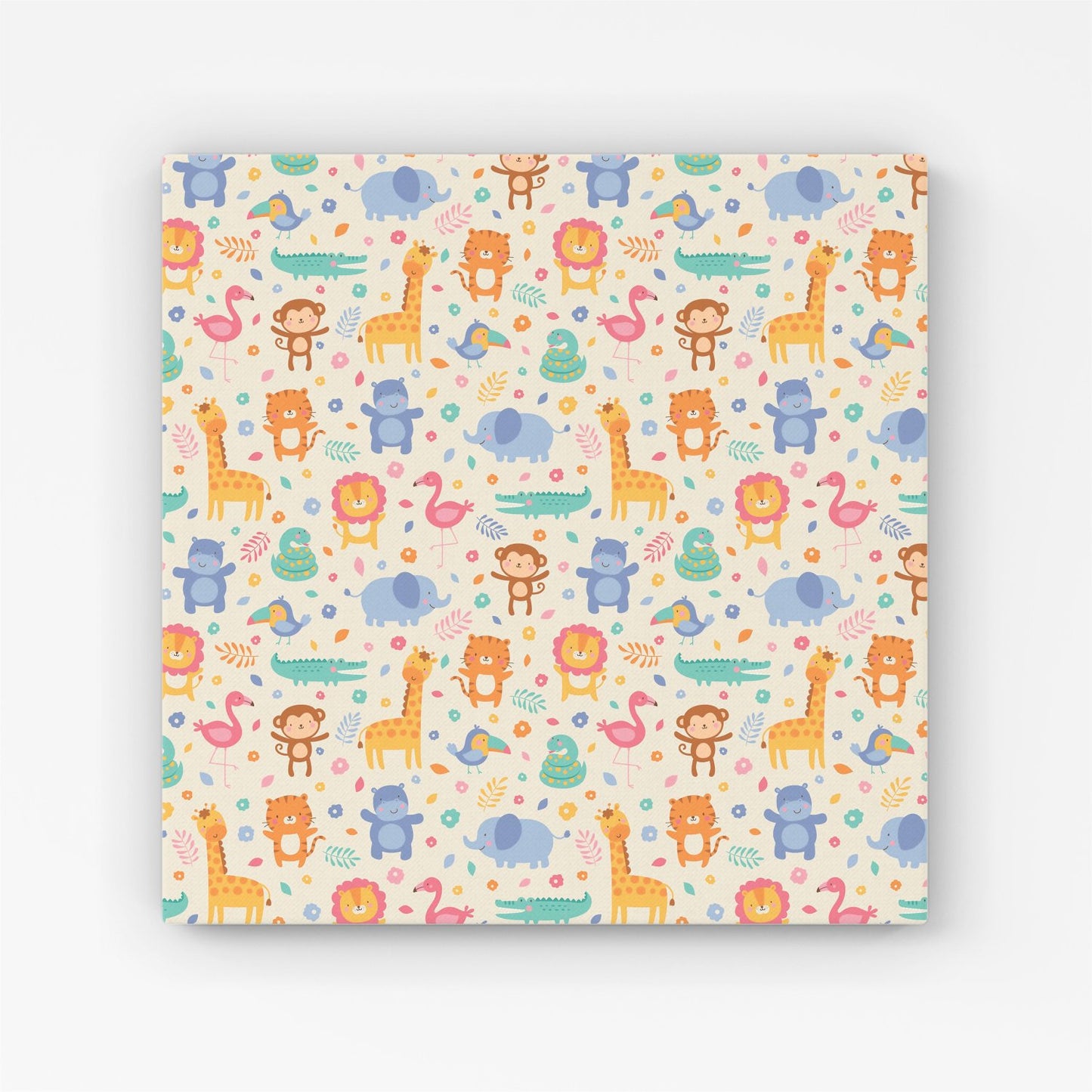 Cute Pastel Jungle Animals Canvas