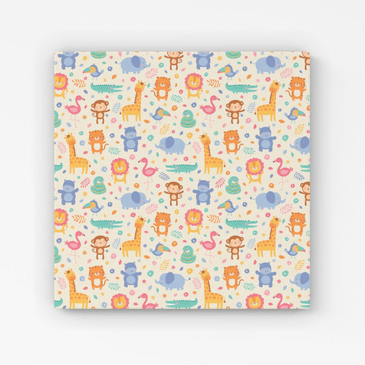 Cute Pastel Jungle Animals Canvas