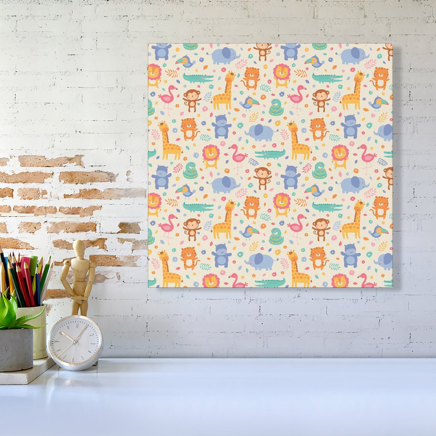 Cute Pastel Jungle Animals Canvas