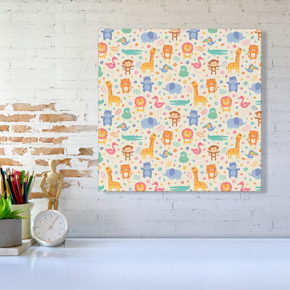 Cute Pastel Jungle Animals Canvas