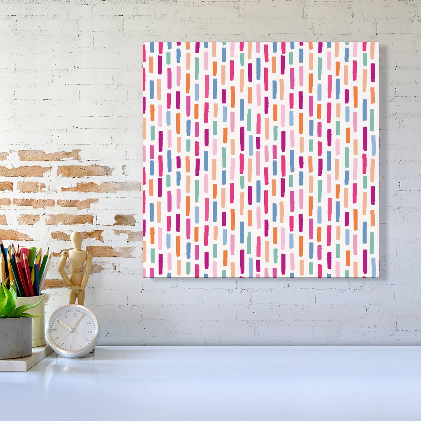Vertical Abstract Brush Pattern Canvas