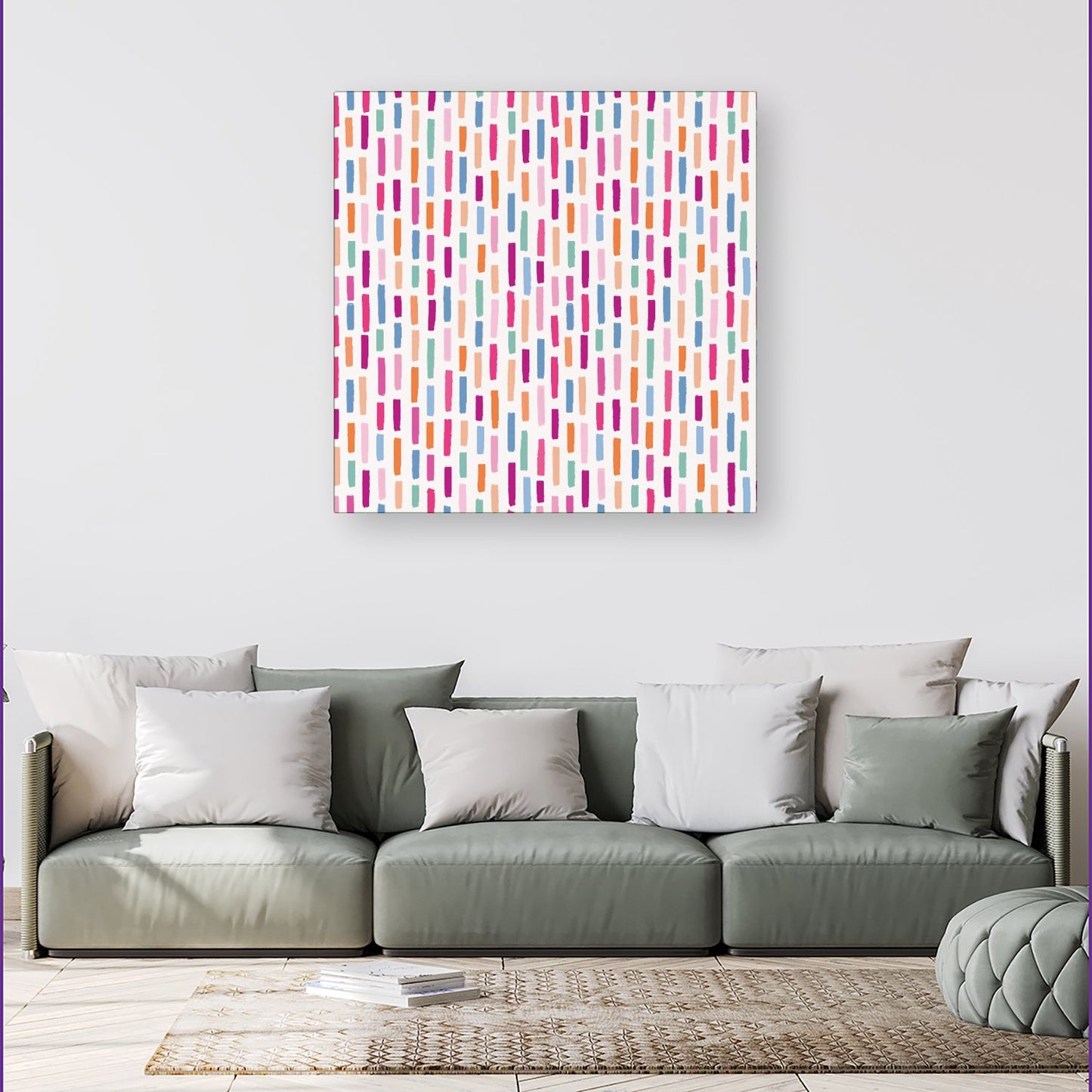 Vertical Abstract Brush Pattern Canvas