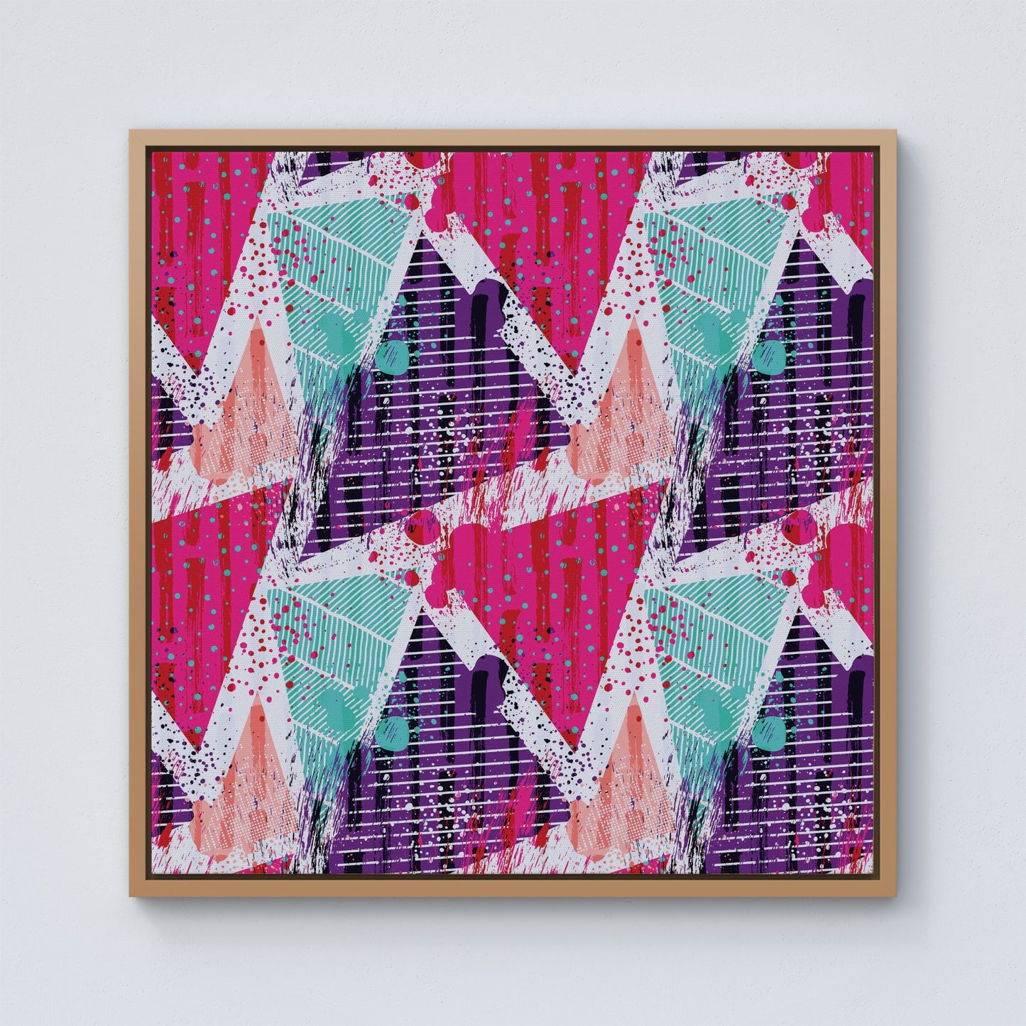 Shabby Geometric Pattern Framed Canvas