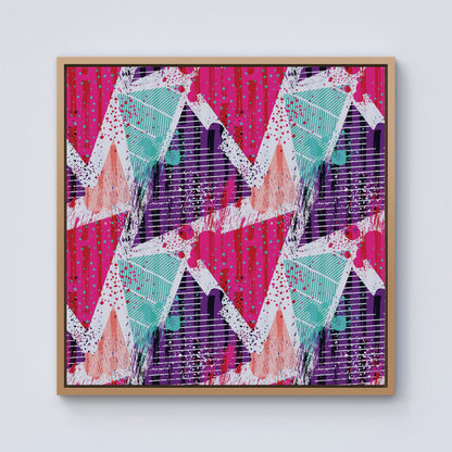 Shabby Geometric Pattern Framed Canvas