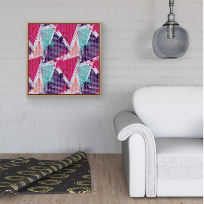 Shabby Geometric Pattern Framed Canvas