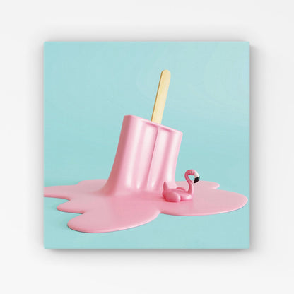 Flamingo Ice Cream Canvas