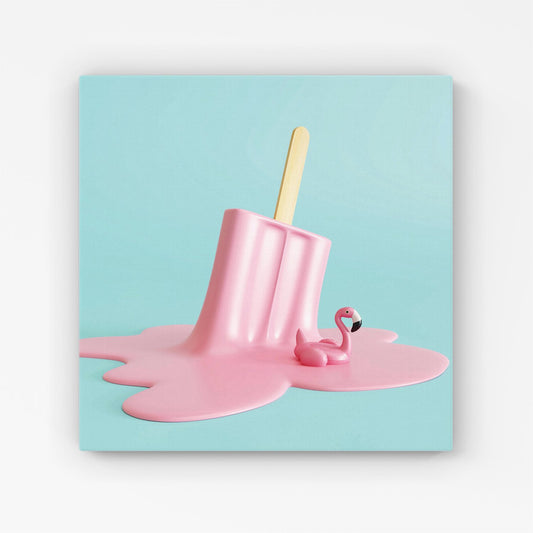 Flamingo Ice Cream Canvas