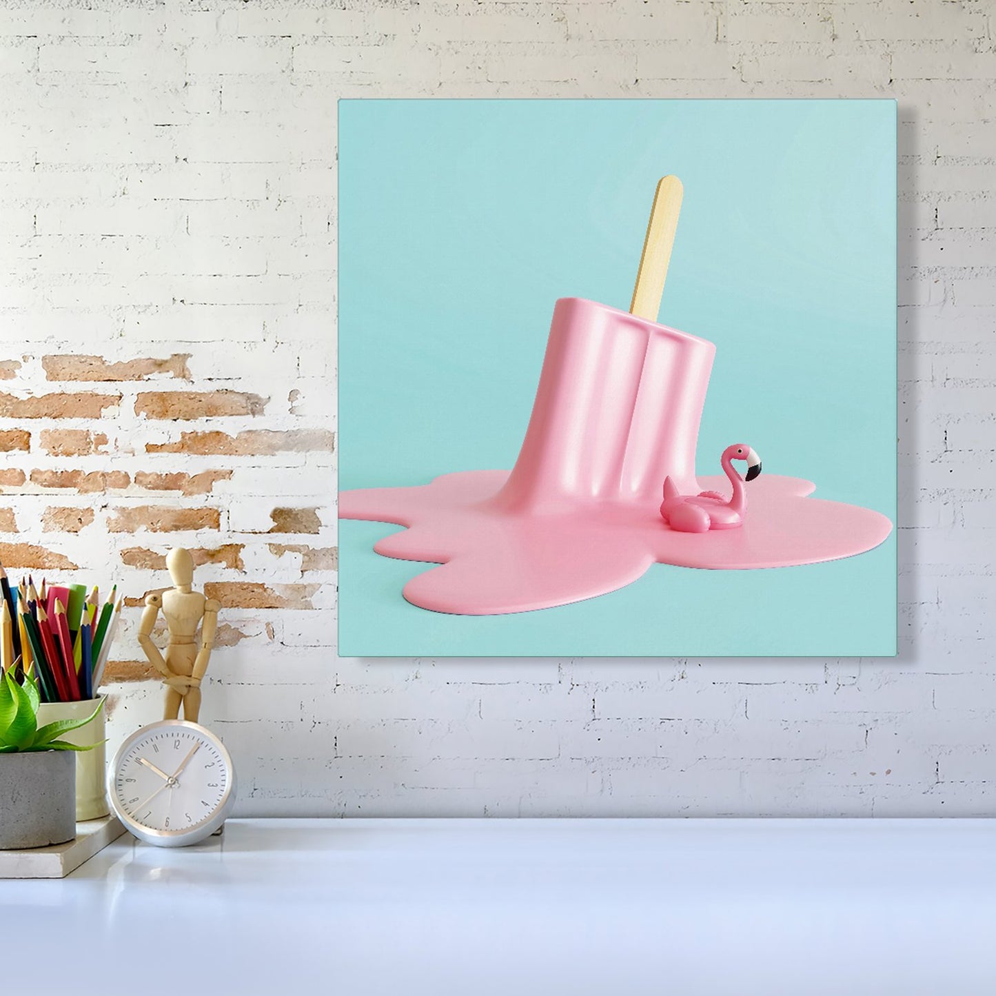 Flamingo Ice Cream Canvas