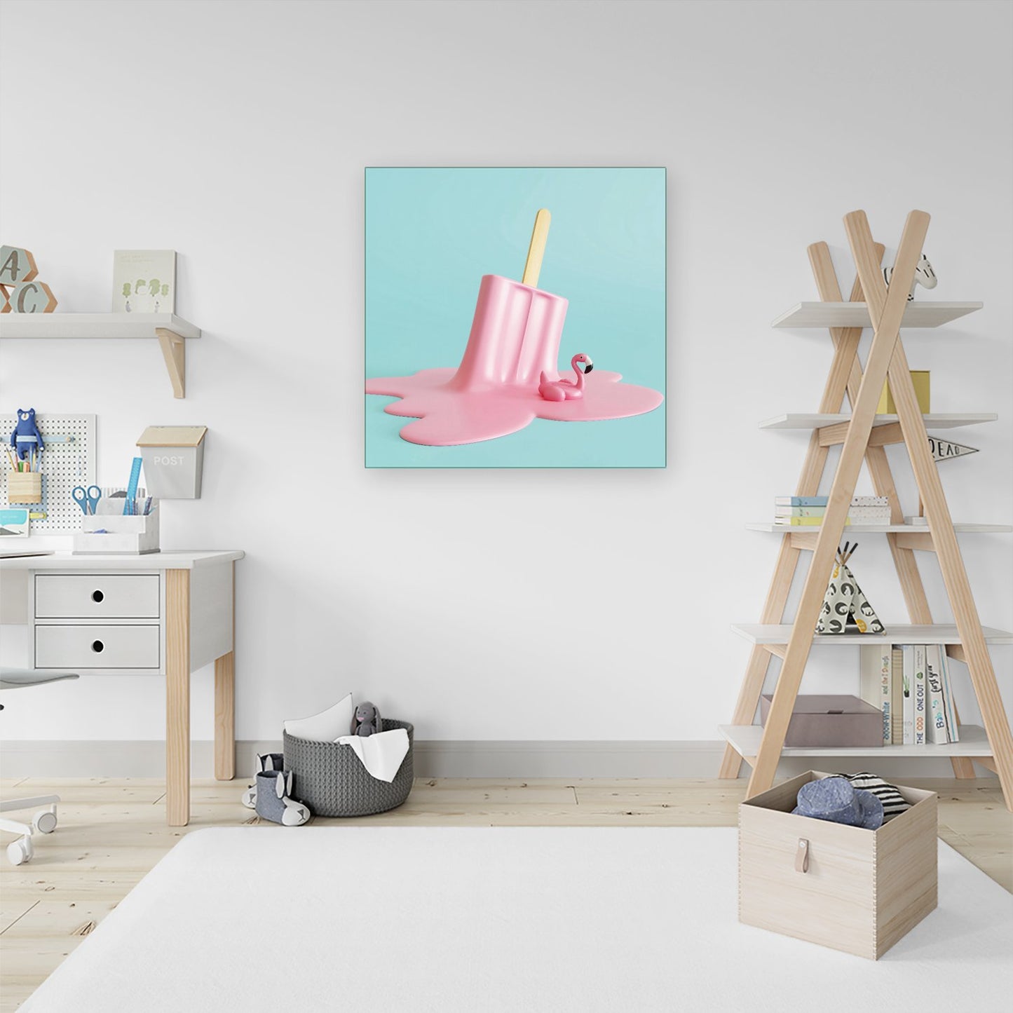 Flamingo Ice Cream Canvas