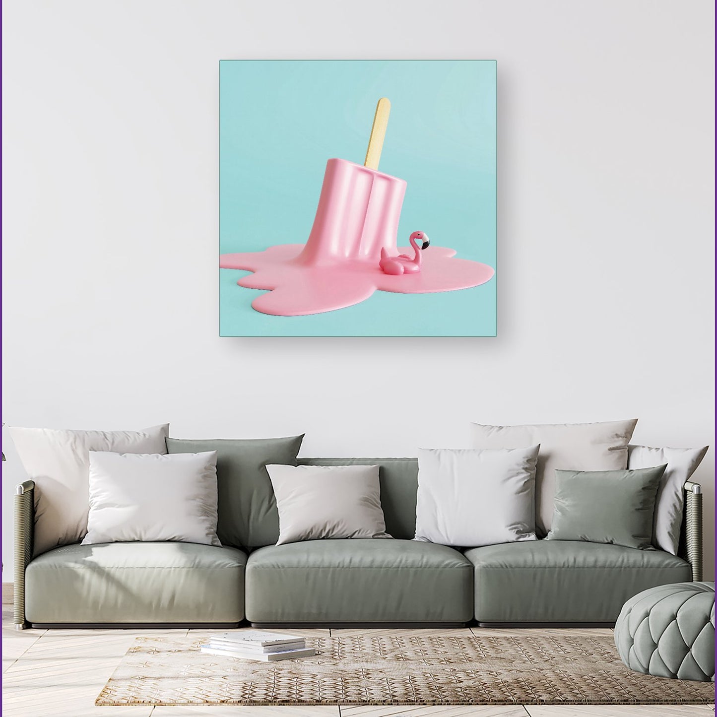 Flamingo Ice Cream Canvas