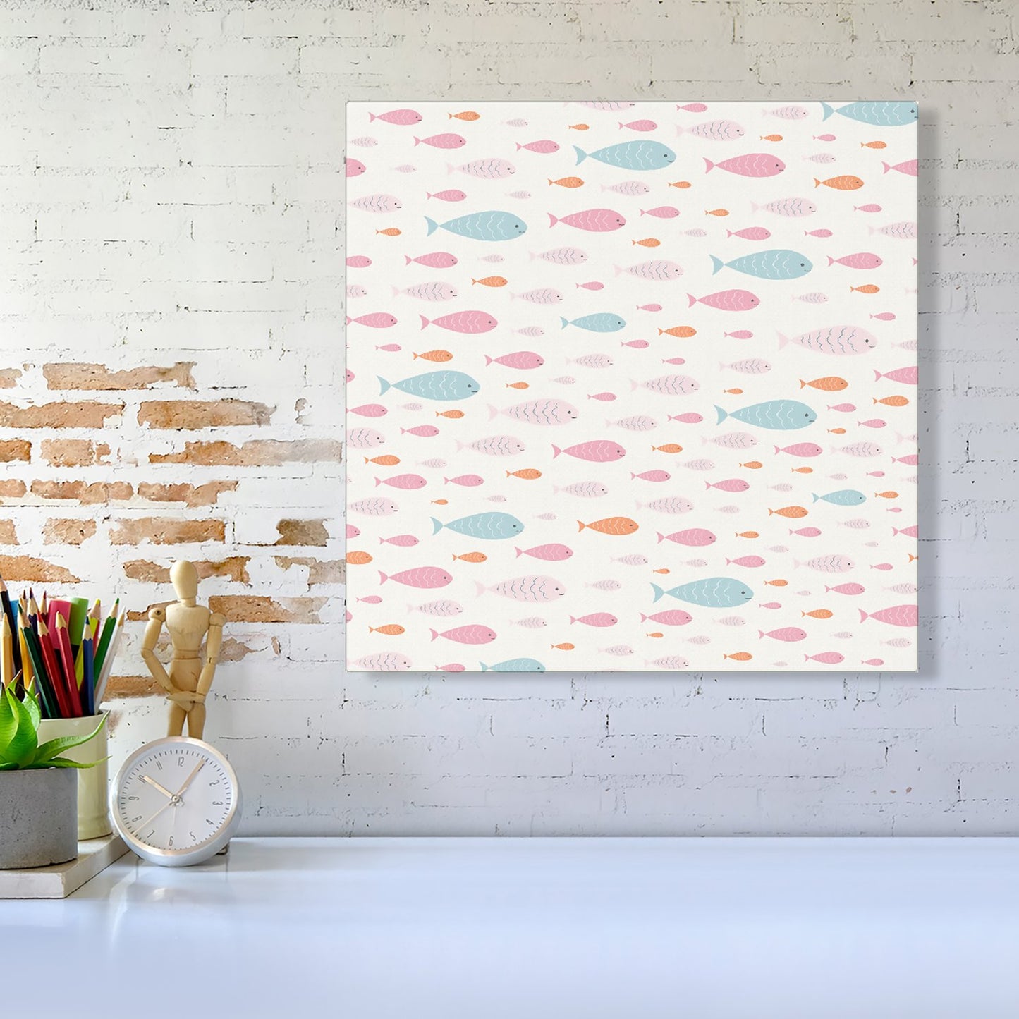 Hand Drawn Swimming Fish Canvas