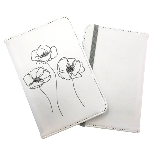 Monochrome Line Drawn Poppies Passport Cover