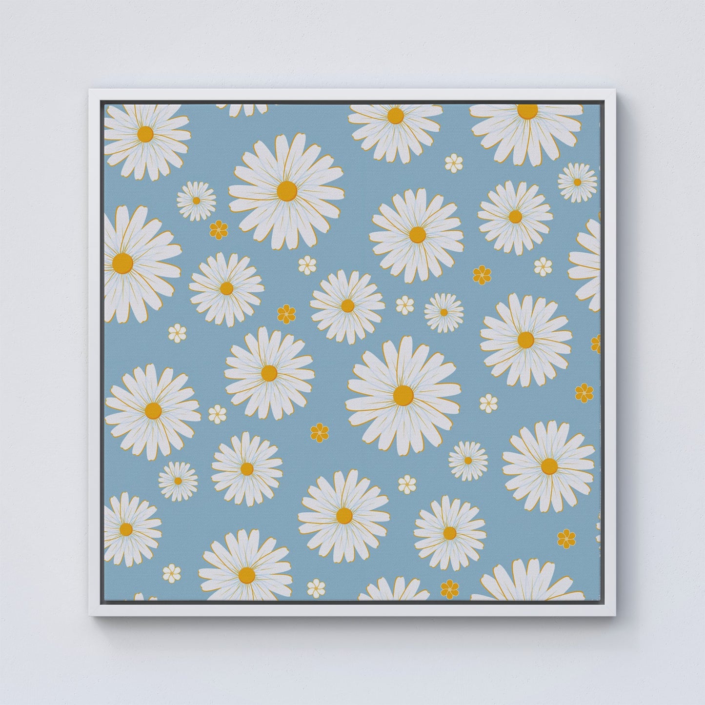 Summer Daisy Pattern Framed Canvas