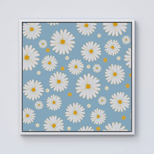 Summer Daisy Pattern Framed Canvas
