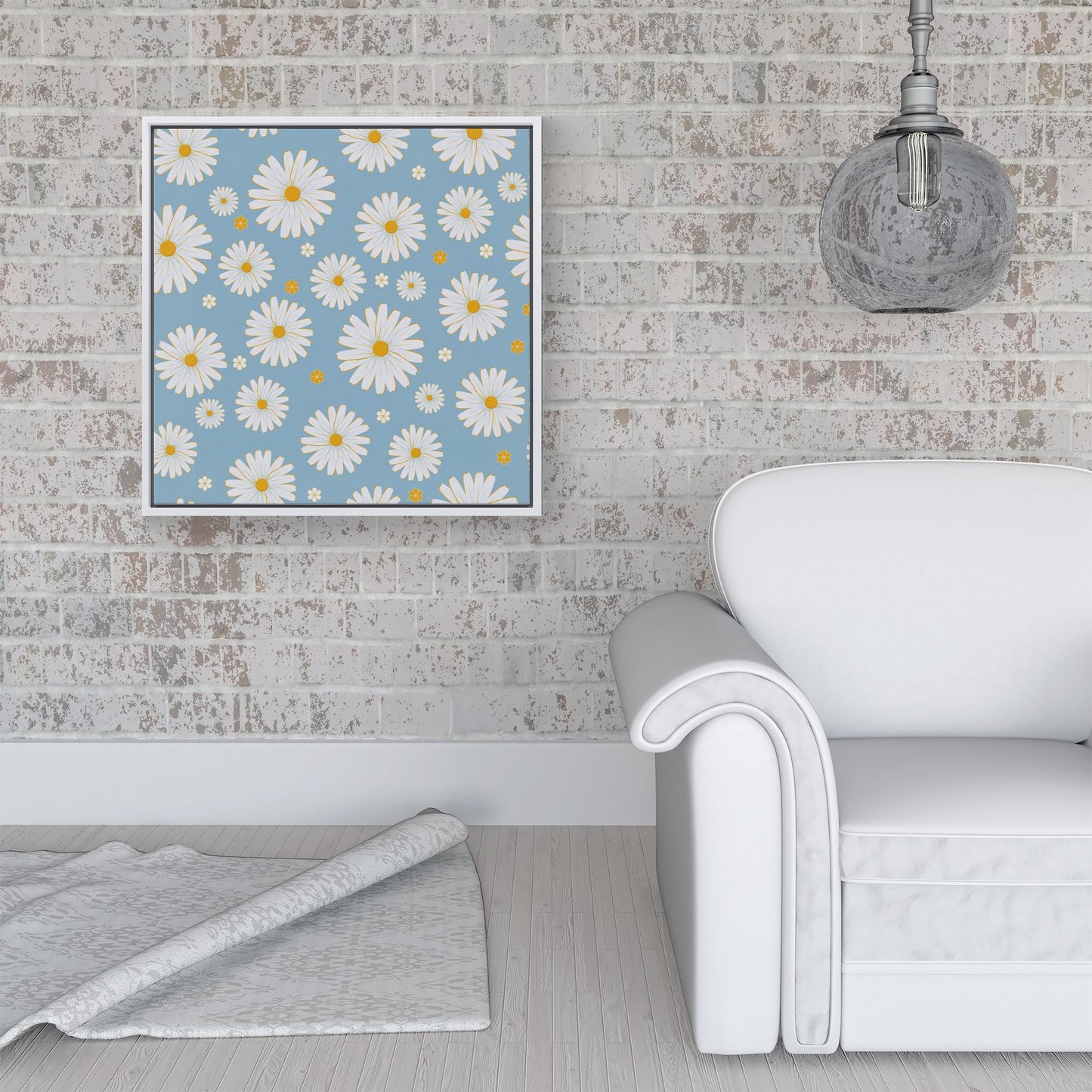 Summer Daisy Pattern Framed Canvas