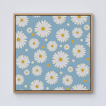 Summer Daisy Pattern Framed Canvas
