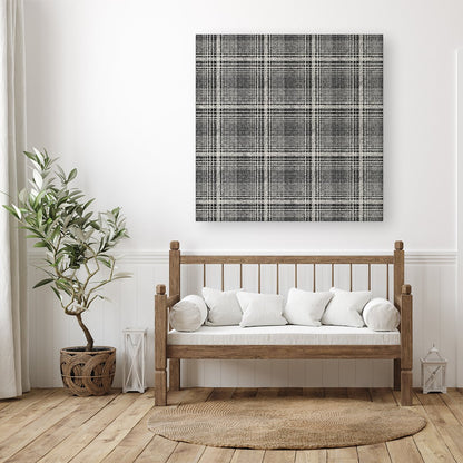 Monochrome Textured Checked Pattern Canvas