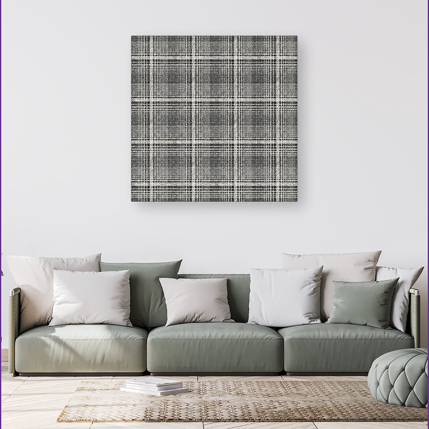 Monochrome Textured Checked Pattern Canvas