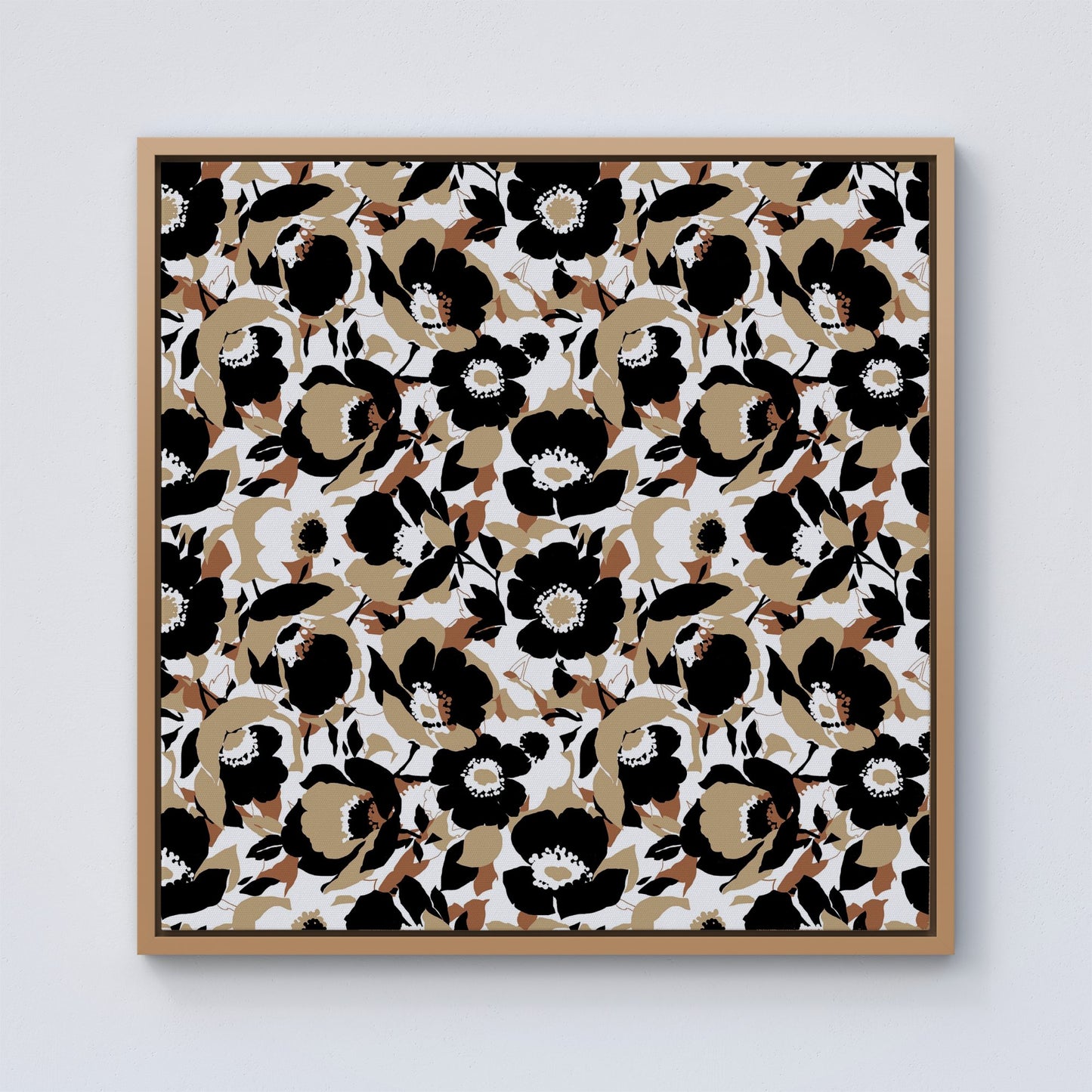 Modern Flower Pattern Framed Canvas