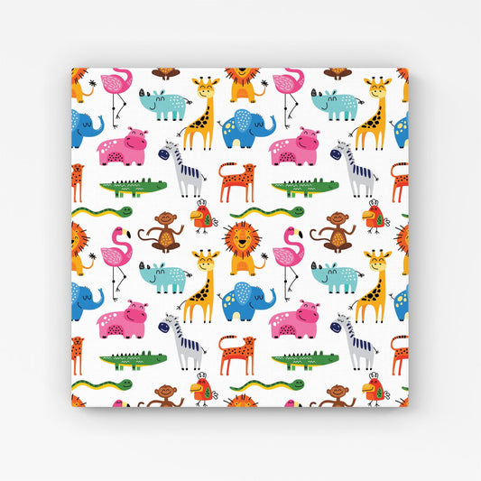 Hand Drawn Cartoon Animals Canvas