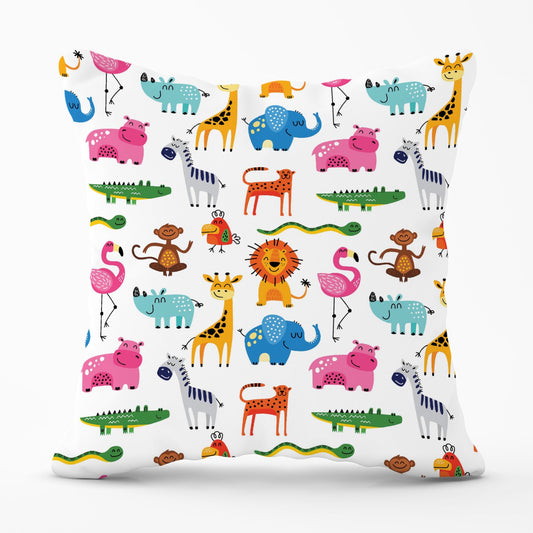 Hand Drawn Cartoon Animals Outdoor Cushion