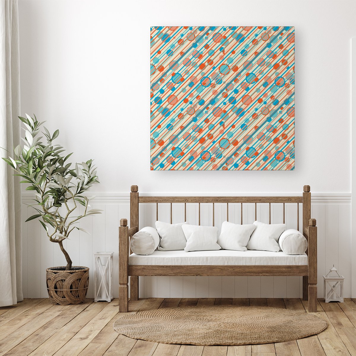 Retro Stripes And Circles Canvas