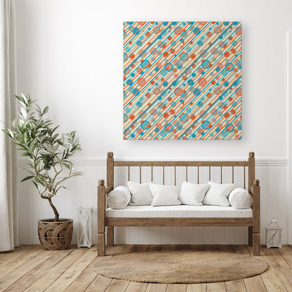Retro Stripes And Circles Canvas