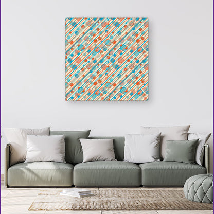 Retro Stripes And Circles Canvas