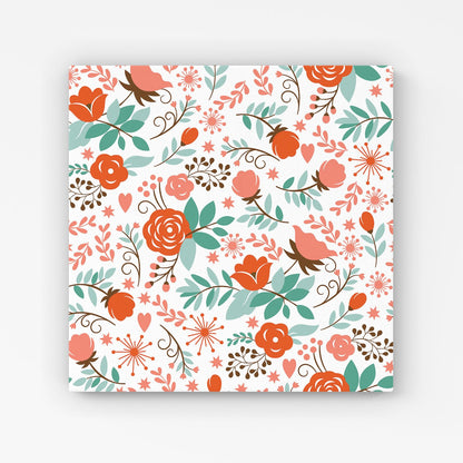 Orange Floral Pattern Canvas