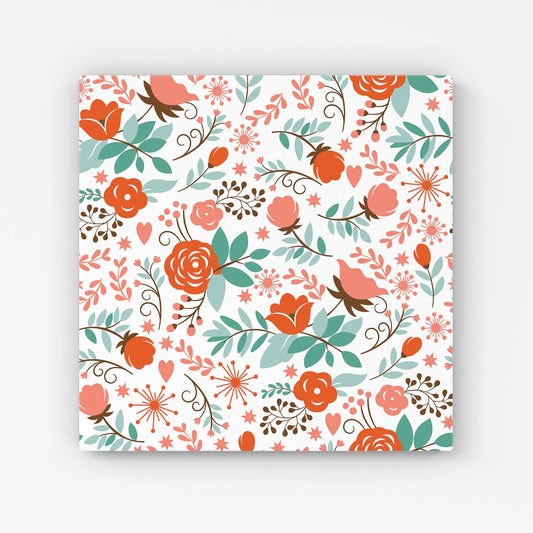 Orange Floral Pattern Canvas