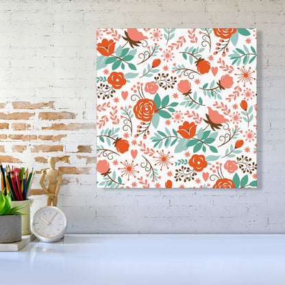 Orange Floral Pattern Canvas