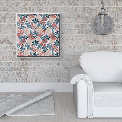 Tropical Leaf Pattern Framed Canvas