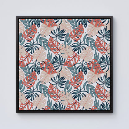 Tropical Leaf Pattern Framed Canvas