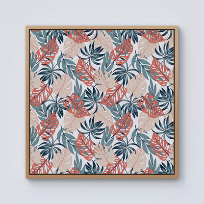 Tropical Leaf Pattern Framed Canvas