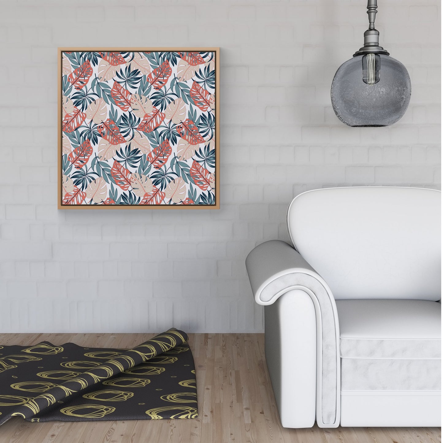 Tropical Leaf Pattern Framed Canvas