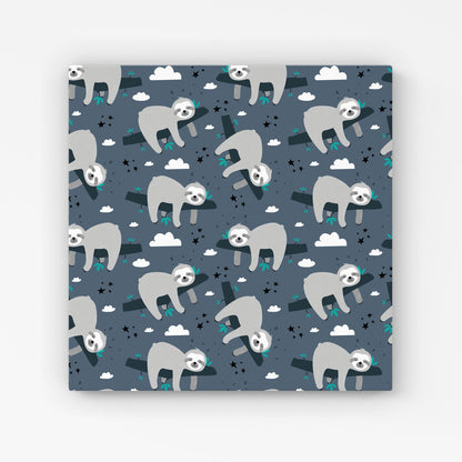 Sleeping Sloth Pattern Canvas