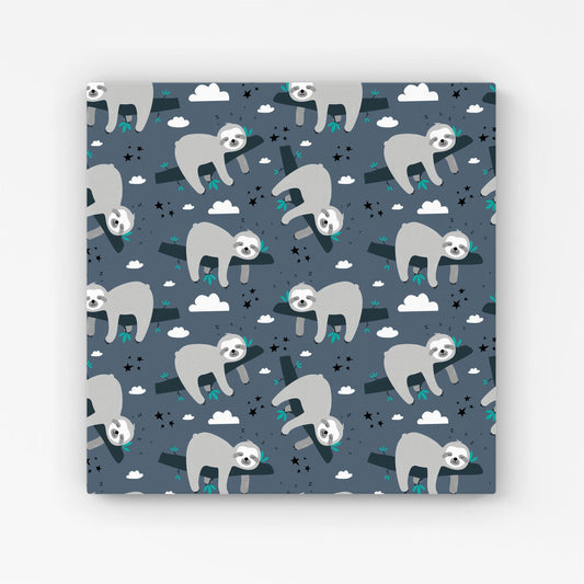 Sleeping Sloth Pattern Canvas