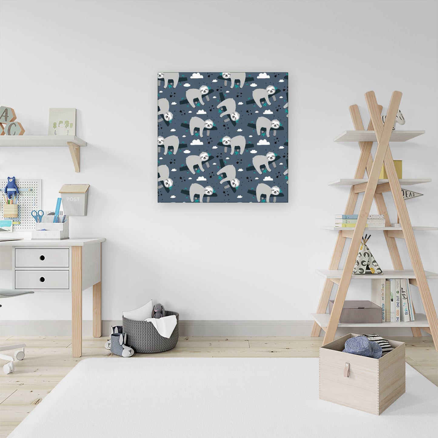 Sleeping Sloth Pattern Canvas