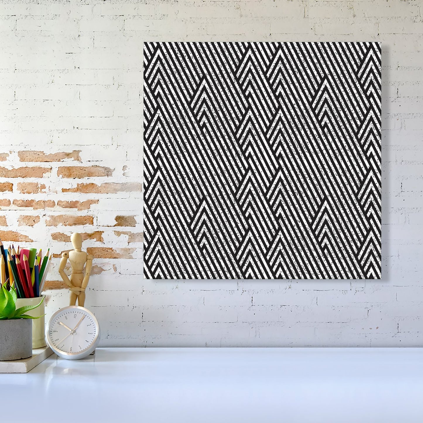 Oblique Black Grunge Pattern Canvas