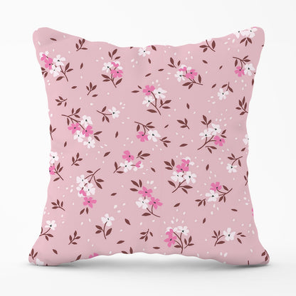 Pretty Pink Flower Pattern Outdoor Cushion