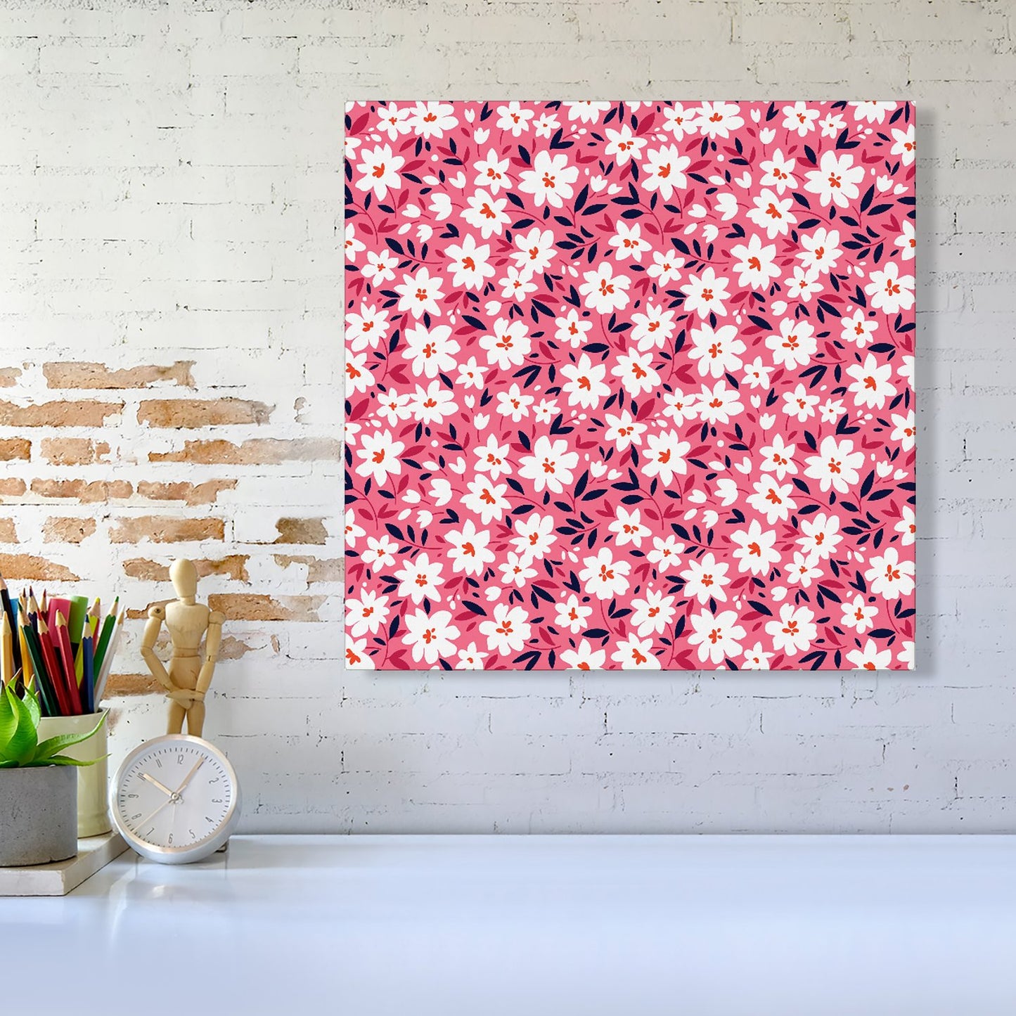 Small Cute White Flower Pattern Canvas