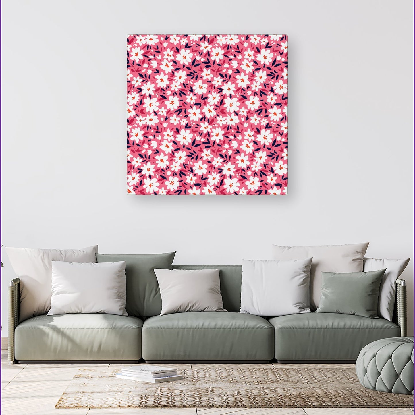 Small Cute White Flower Pattern Canvas