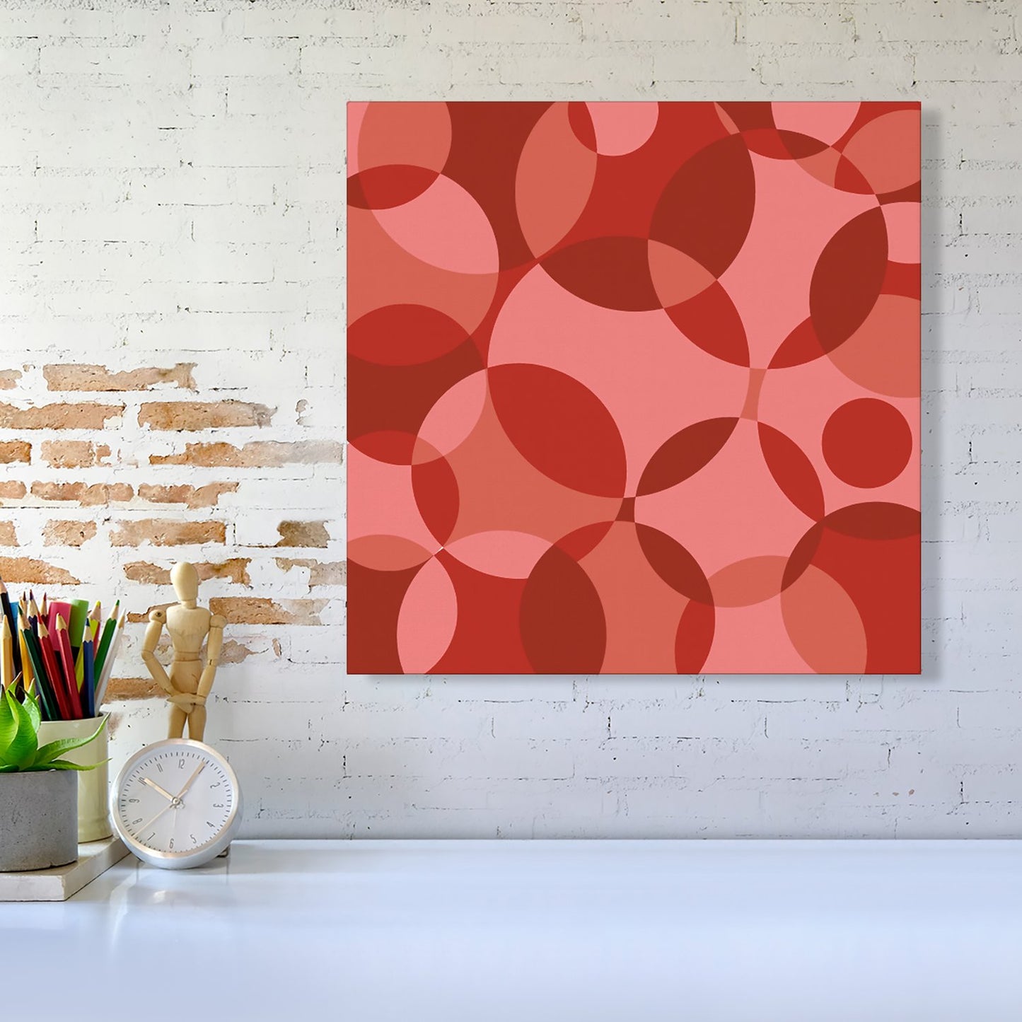 Red Circle Pattern Canvas