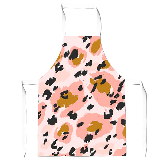 Hand Drawn Pink Leopard Print Apron