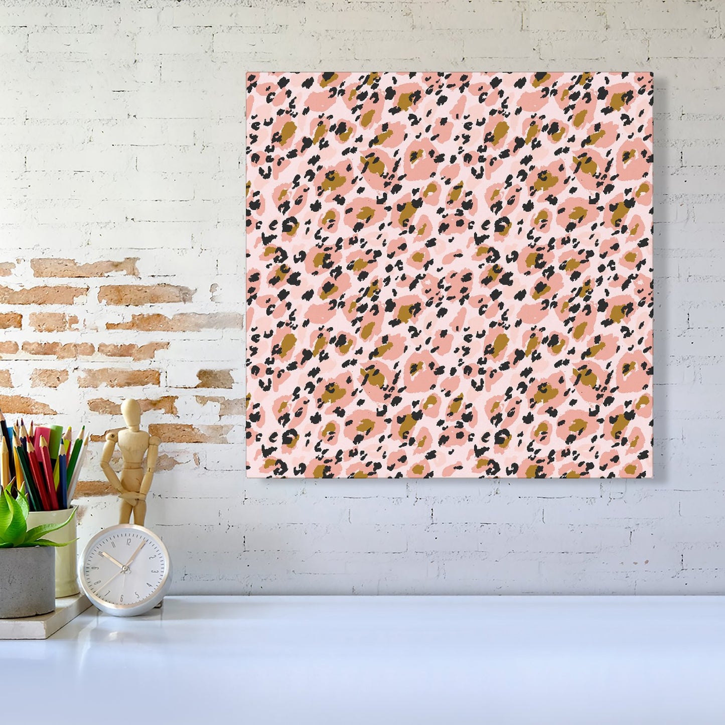 Hand Drawn Pink Leopard Print Canvas