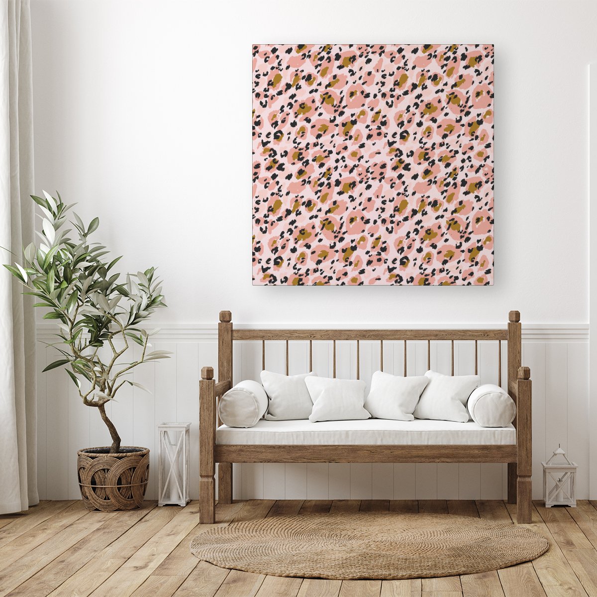 Hand Drawn Pink Leopard Print Canvas