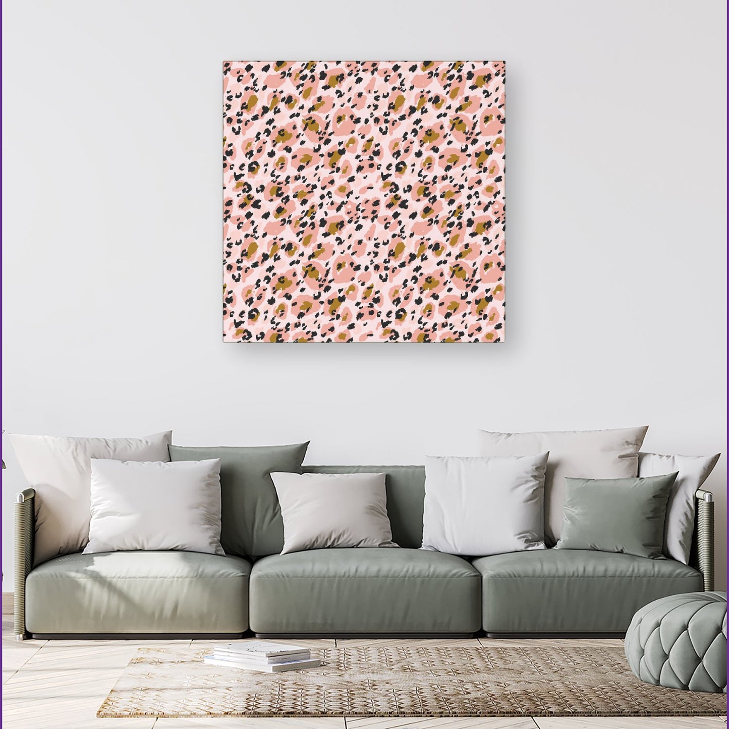 Hand Drawn Pink Leopard Print Canvas